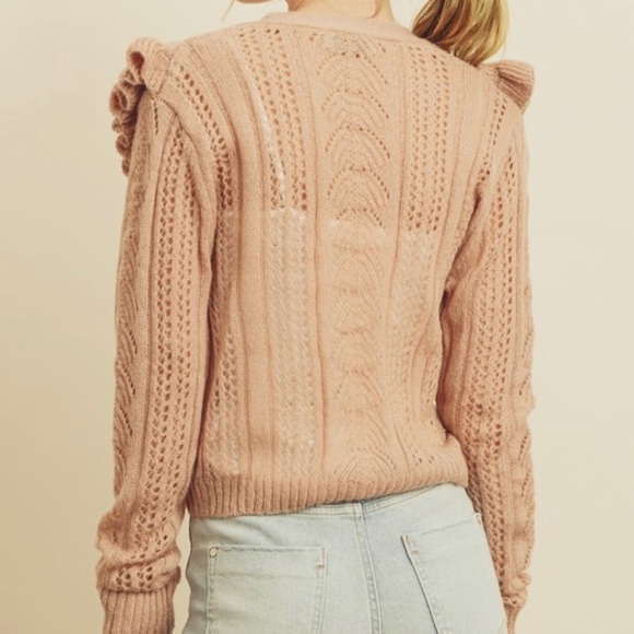 Dress Forum blush pink ruffle cropped cardigan NWT - Picture 5 of 6